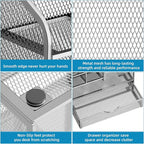 Marbrasse Mesh Pen Holder for Desk, Pen Organizer with Drawer, Multi-Functional Pencil Organizer, Desk Organizers and Accessories for Office Art Supplies (Silver)