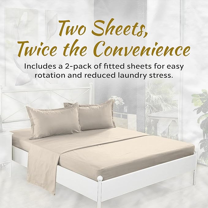 Microfiber 2 Twin XL Fitted Bottom Bed Sheets 1800 Ultra Soft and Comfy - Image 3
