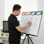 PMXBOARD Magnetic Kanban & Scrum Board – Lightweight Agile Whiteboard with Customizable Headlines | Project Planning Board for Home, Office & School | Includes Easel, Markers, Eraser & Wall Mount Kit