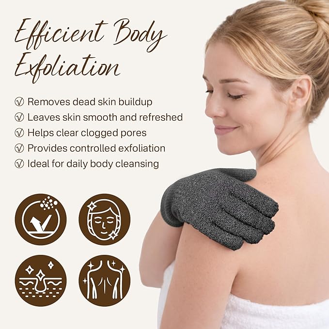 4 Pairs Exfoliating Gloves for Shower, Shower Gloves, Body Scrubber, Korean - Image 2