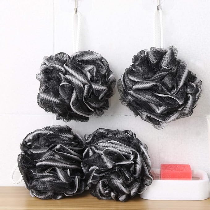 BTYMS 4 Pieces Loofah Sponge Shower Puff Exfoliating Bath Sponge 60g Mesh Pouf - Image 3