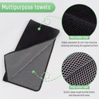 SINLAND Microfiber Dish Cloth for Washing Dishes Dish Washing Rags Best Kitchen Washcloth Cleaning Cloths Wash Cloths with Poly Scour Side 12Inchx12Inch 10 Pack Black