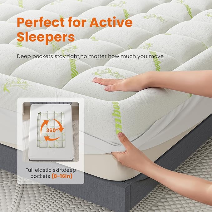 DUMOS Twin Size Ultra Soft Mattress Topper, Viscose Derived from Bamboo - Image 4