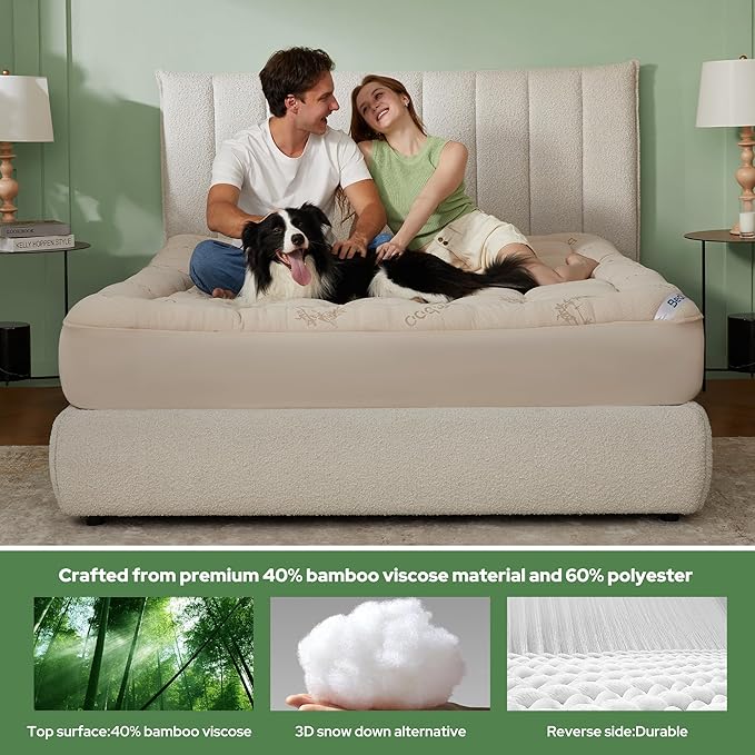 BEDLORE King Mattress Topper Viscose Derived from Bamboo, Thick Pillow Top - Image 3