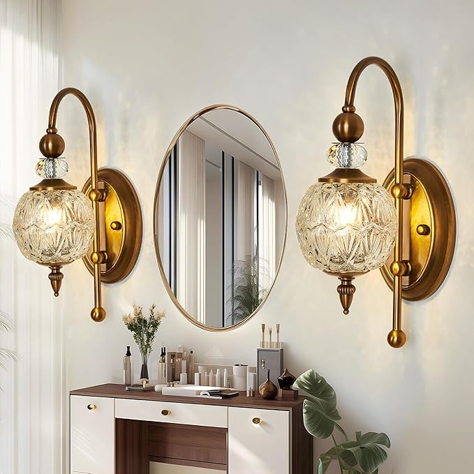Piepooye Vintage Gold Wall Sconce Set of Two Mid Century Brushed Brass - Image 6