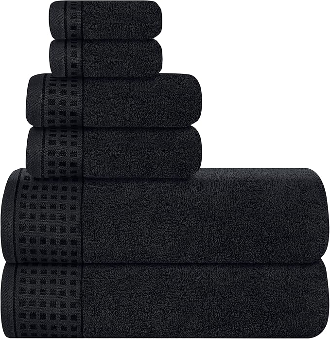 GLAMBURG 100% Cotton Ultra Soft 6 Pack Towel Set, Contains 2 Bath Towels 28x55 by GLAMBURG