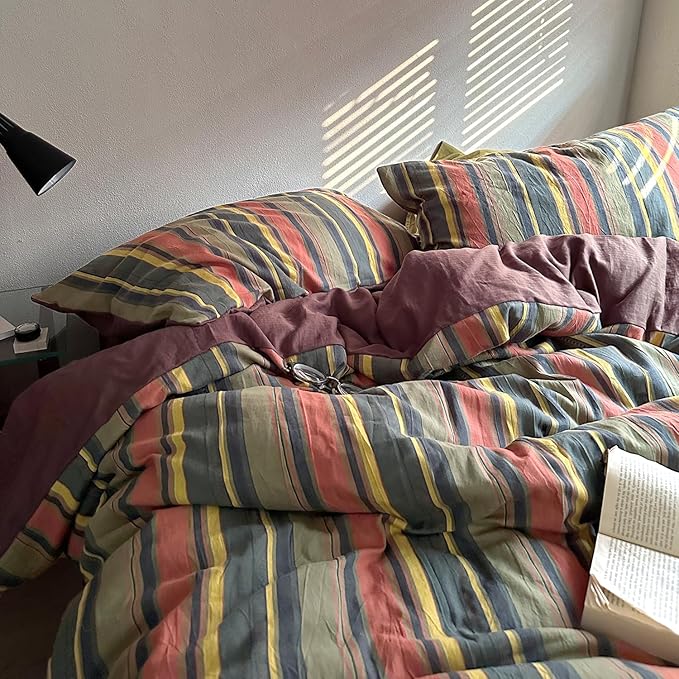 mixinni Vintage Striped Duvet Cover Set Full Size - Image 5