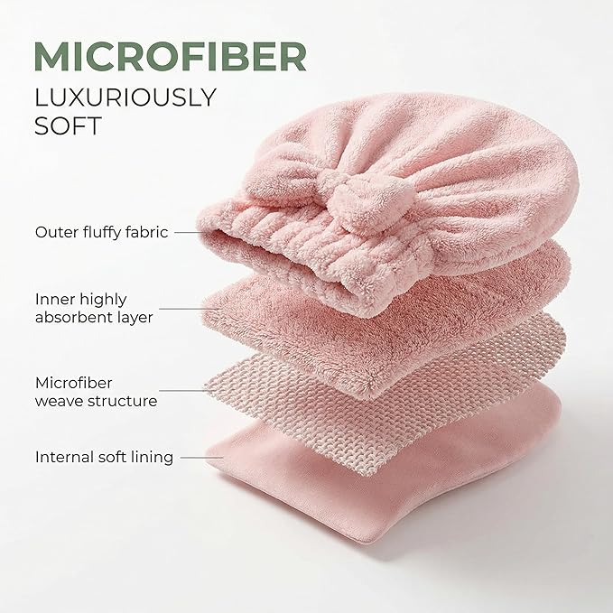 Microfiber Hair Towel Wrap for Thick Damaged Hair, Quick Drying Hair Turban - Image 4