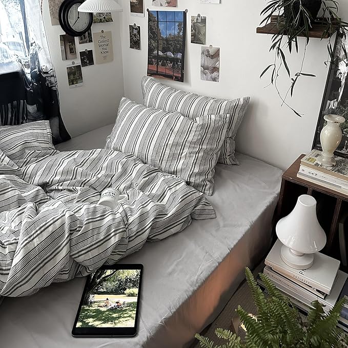 mixinni Washed Cotton Duvet Cover Twin Set - Image 7