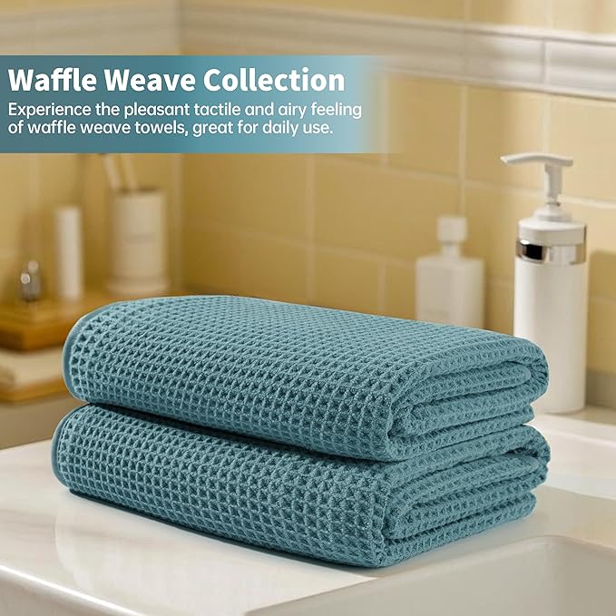 MICROFI Microfiber Waffle Bath Towels, 4 Pieces, Fast Drying, Lint Free 430 GSM - Image 6