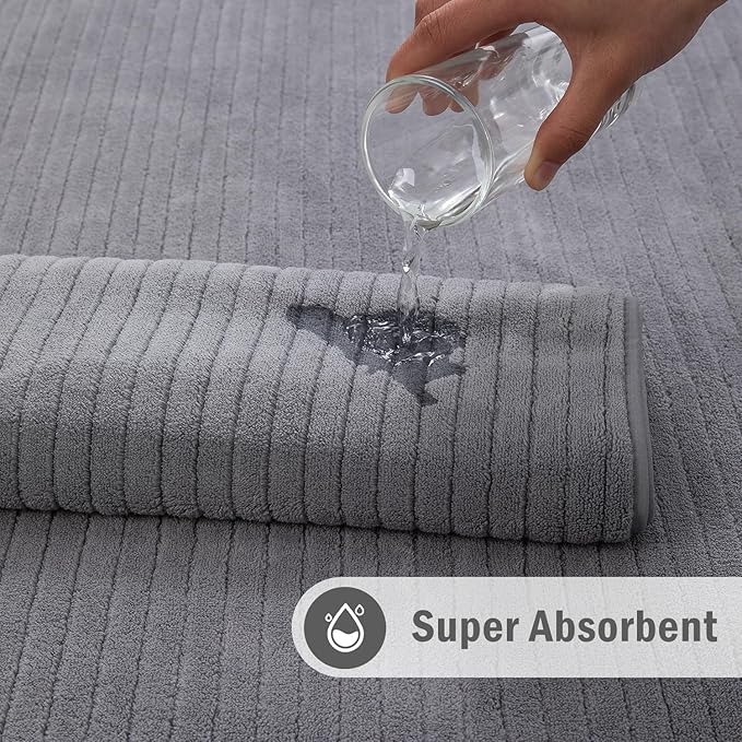 Hailea Grey Hand Towels Set 16x31 Inches, Soft Microfibers Bathroom Towel Set 2 - Image 6