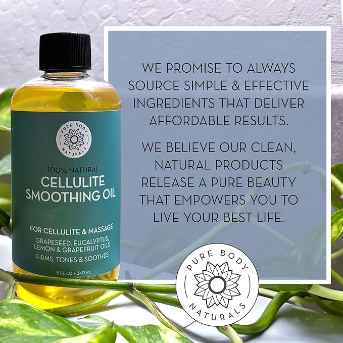 Pure Body Naturals Anti Cellulite Massage Oil, 8 fl oz | 100% Natural Cellulite - Image 9