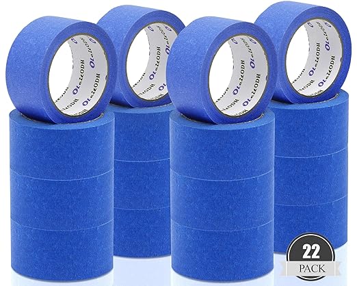 Oleitodh 22 Rolls Blue Painters Tape Bulk 2 inch x 55 Yards, Painters Masking Tape No Residue Wall Painting Tape Artist Tape Trim Edge Finishing Tape for Wall Painting Decoration DIY Supplies