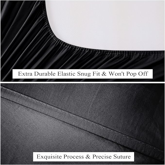 California King Size Fitted Sheet Only Black, 100% Egyptian Cotton 600 Thread - Image 5