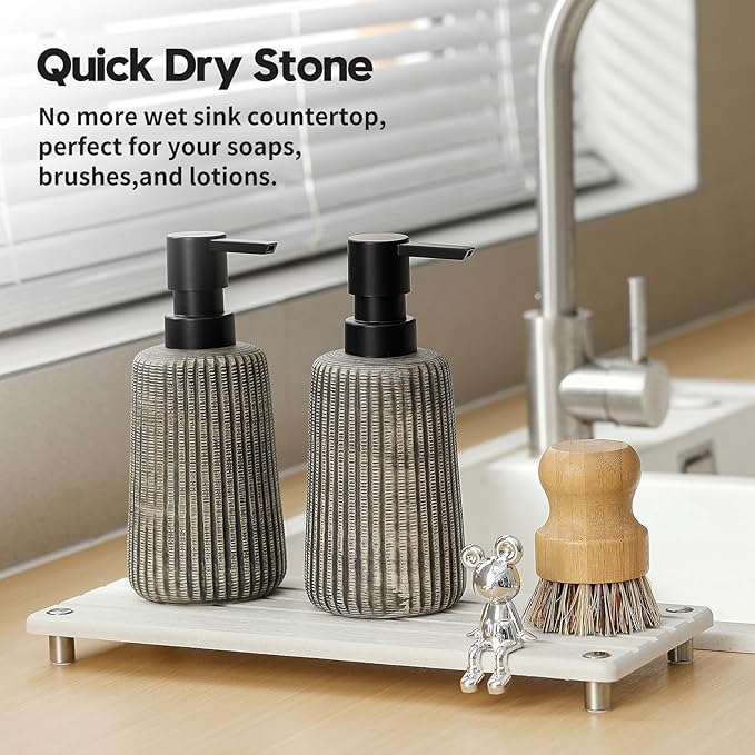 Razborci Instant Dry Sink Caddy Kitchen Sink Organizer, Quick Drying Stone Tray - Image 4
