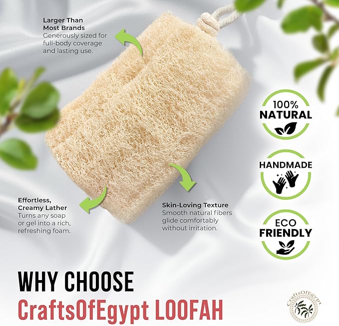 CraftsOfEgypt Natural Loofah Sponge – Egyptian Luffa Body Scrubber Pack of 4 - Image 3