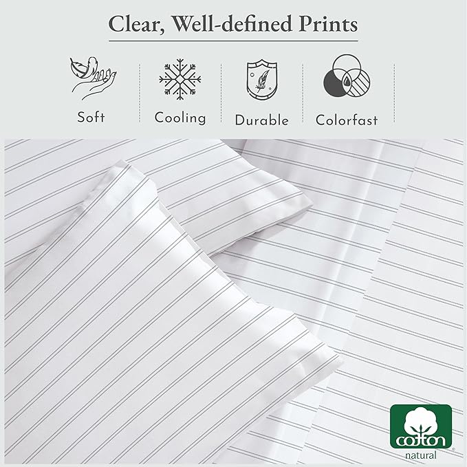 California Design Den Full Sheet Set Stripe, 100% Cotton, Deep Pocket Full - Image 5