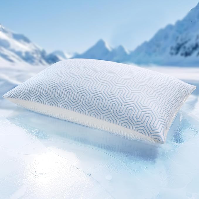 puredown® Cooling Goose Feather Down Pillow, Queen Size Bed Pillow Insert by Puredown