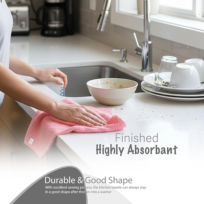 Basic Wash Cloths 12x12 Inches – Pack of 12 – Rose Pink Color – Soft and - Image 4