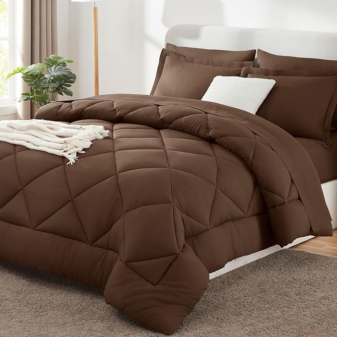 CozyLux King Size Comforter Set Brown by CozyLux