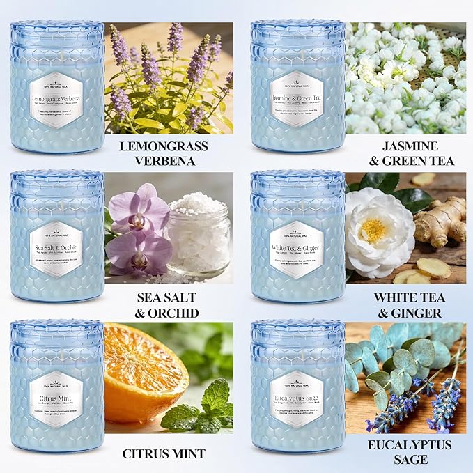 Lake Blue Candles for Home Scented, 6 Pack of 5.5 Oz Natural Soy Wax Candles in - Image 2