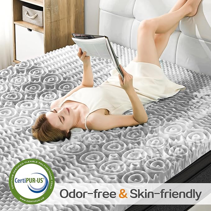 SINWEEK 1.5 Inch Mattress Topper 5-Zone Memory Foam Mattress Topper Pressure - Image 3