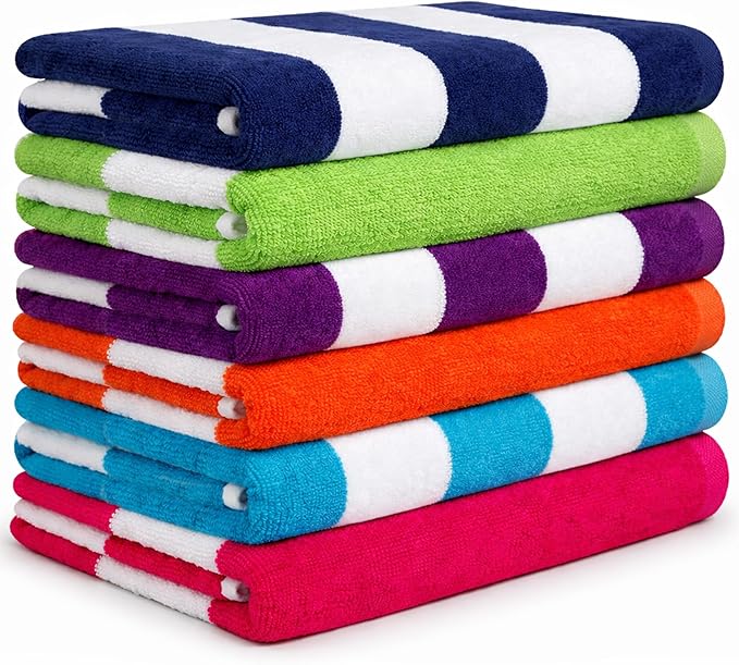 BolBom*S Beach Towels 6 Pack Large 30x60-100% Cotton Beach & Pool Towels Bulk by BolBomS