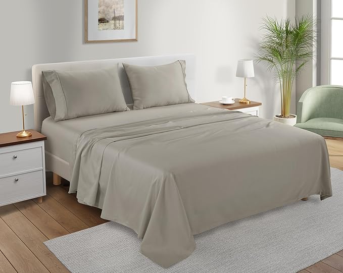 100% Cotton Sheets King Size Sheets Set, Soft Sateen Weave Luxury Hotel Sheets by CHATEAUHOMECOLLECTION