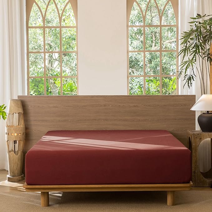 MooMee Fitted Bottom Sheet Only 100% Washed Cotton Linen Like Textured - Image 8