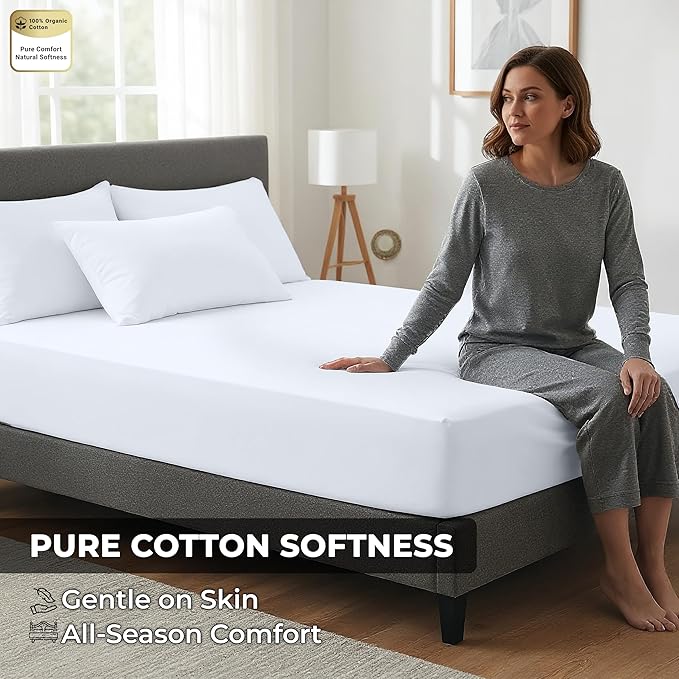Royale Linens 100% Organic Cotton 2 Pack Fitted Sheet-Percale Weave-Super Soft - Image 9