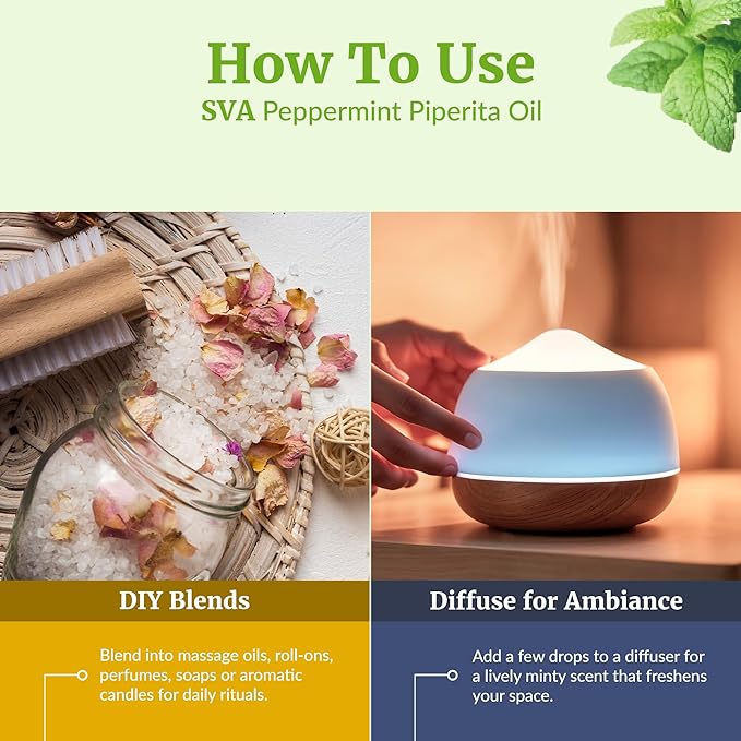 SVA Peppermint Piperita Essential Oil – 4 Fl Oz – 100% Natural Piperita Oil - Image 6