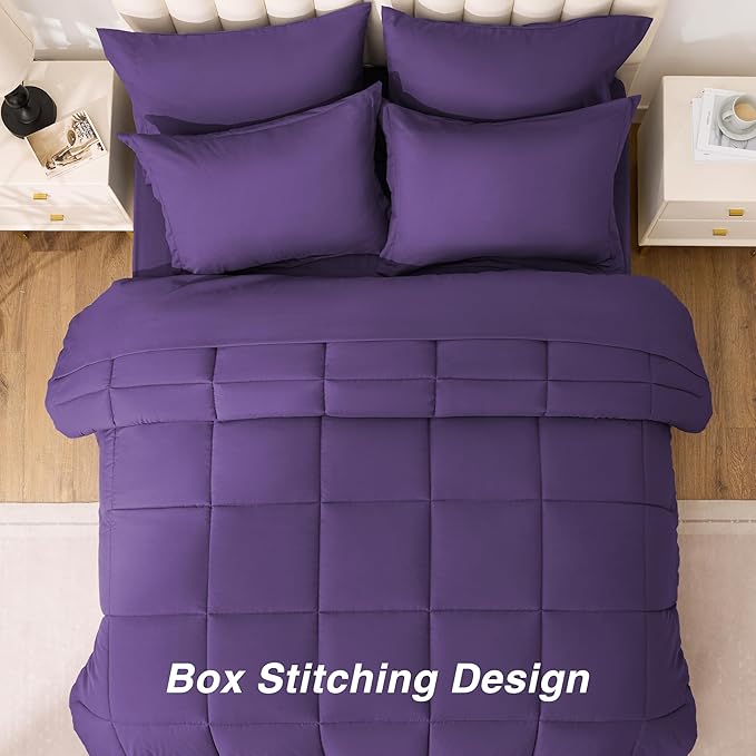 Love's cabin California King Comforter Set Dark Purple, 7 Pieces California - Image 4