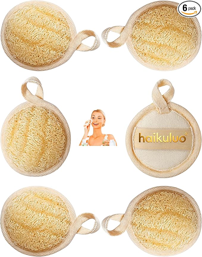 Natural Loofah Exfoliating Face Scrubber, Shower loofah Facial Scrubber by haikuluoNaturalLoofah