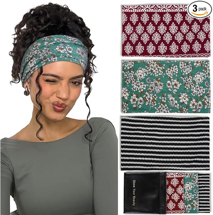Huachi Wide Headbands for Women Non Slip, Thick Womens Bandana Headbands Boho by Huachi