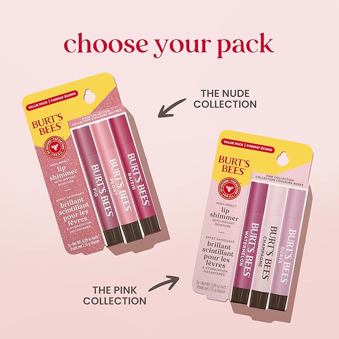 Burt's Bees Lip Shimmer Pink Collection, Tinted Lip Balm Stick, Moisturizing - Image 11