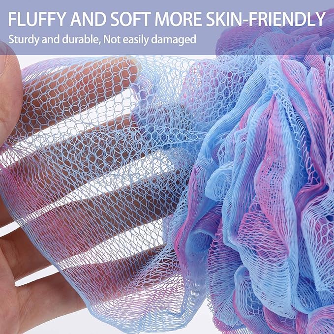 BTYMS Loofah Sponge 60 Gram Shower Pouf Bath Scrunchies Shower Puff Exfoliating - Image 4