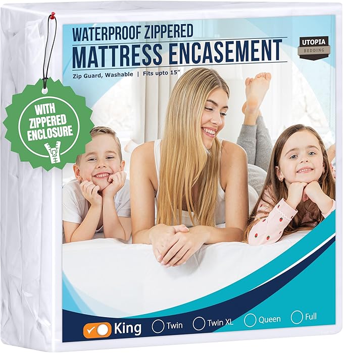 Utopia Bedding Mattress Protector Zippered King Size, 100% Waterproof Bed Bug by UTOPIABEDDING