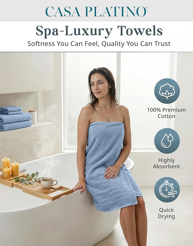 Casa Platino Premium Cotton Bath Towel 12 Piece Set - Image 2