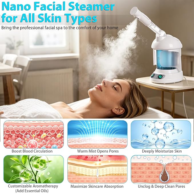 SUPER DEAL Hair Steamer PRO 3 in 1 Multifunction Ozone Facial Steamer - Image 7