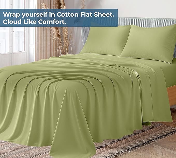 Royale Linen 100% Organic Cotton California King Flat Sheet Only - Image 2