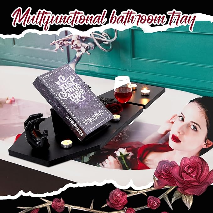 Barydat Halloween Decorations Coffin Bath Tray Gothic Coffin Serving Tray - Image 4