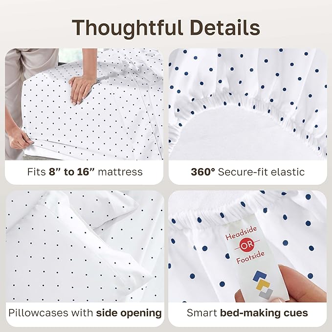 California Design Den Soft 100% Cotton Full Sheet Set, 400 TC Good Housekeeping - Image 5