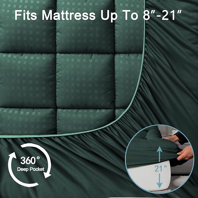 HYLEORY California King Mattress Pad Quilted Fitted Mattress Protector Cooling - Image 5