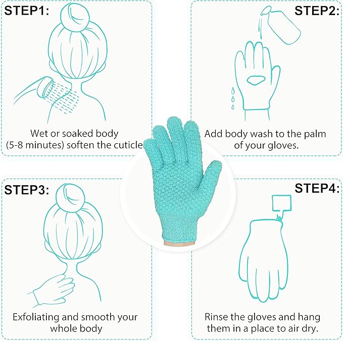 Evridwear Exfoliating Glove Shower Gloves Exfoliate Dead Skin - Image 5