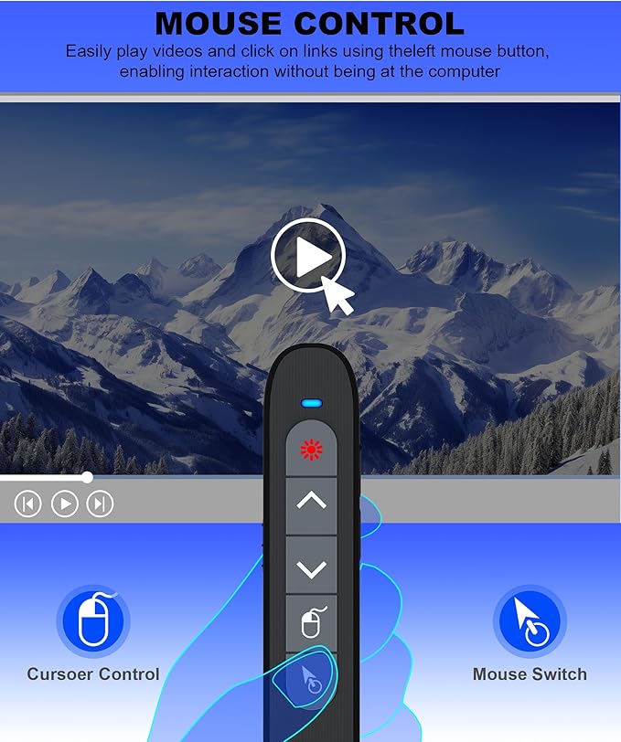 Air Mouse Clicker for Presentation Rechargeable,Presenter Clicker Remote for Classroom Teacher, RF 2.4GHz USB Wireless Presentation PPT Clicker Slide Advancer for Mac, Windows, Laptop, Keynote
