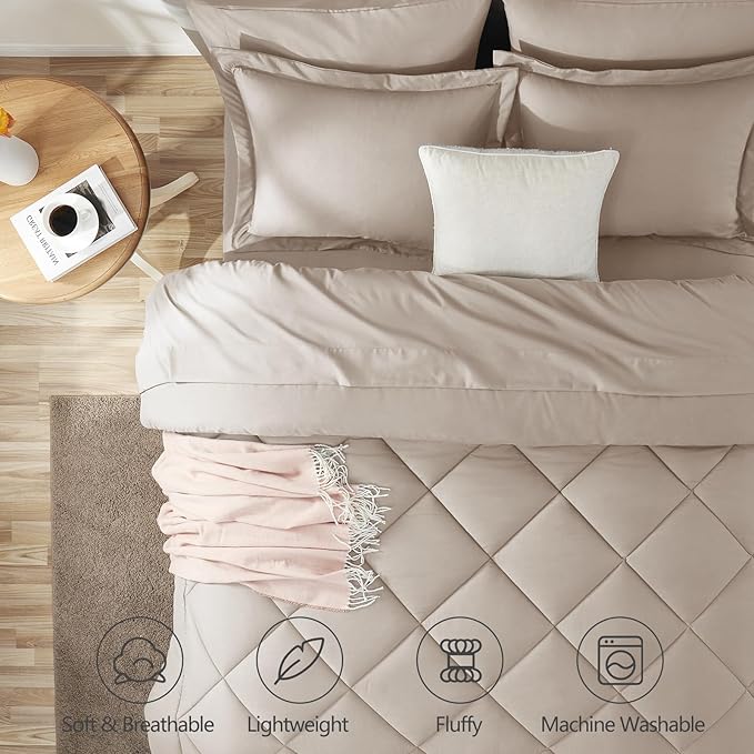 CozyLux Queen Comforter Set Linen - Image 2