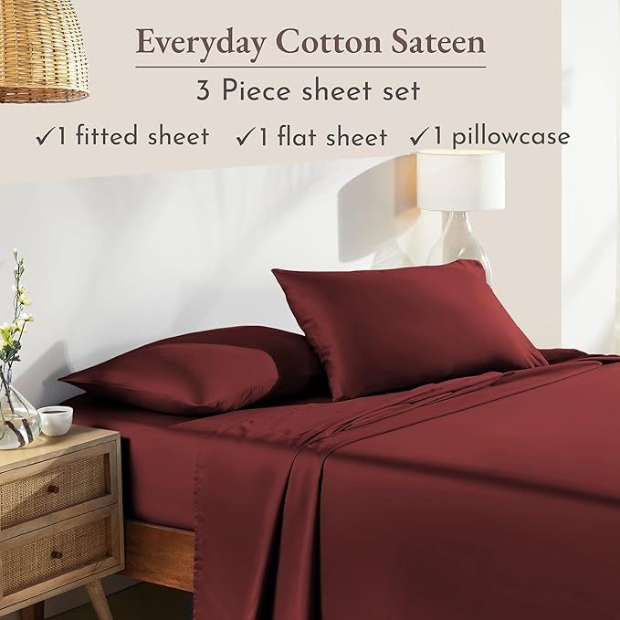 California Design Den Natural 100% Cotton Bed Sheets Twin Size Set - Image 4