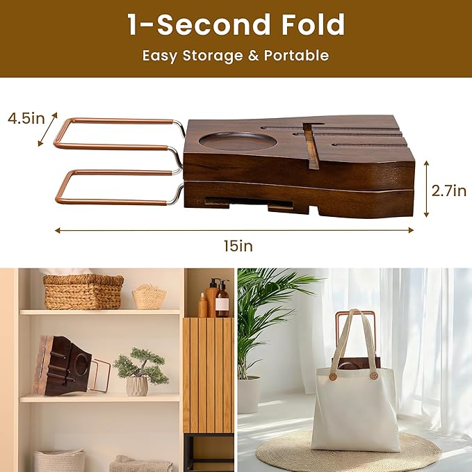 Teak Bathtub Tray Expandable Bathroom Tray - Image 7