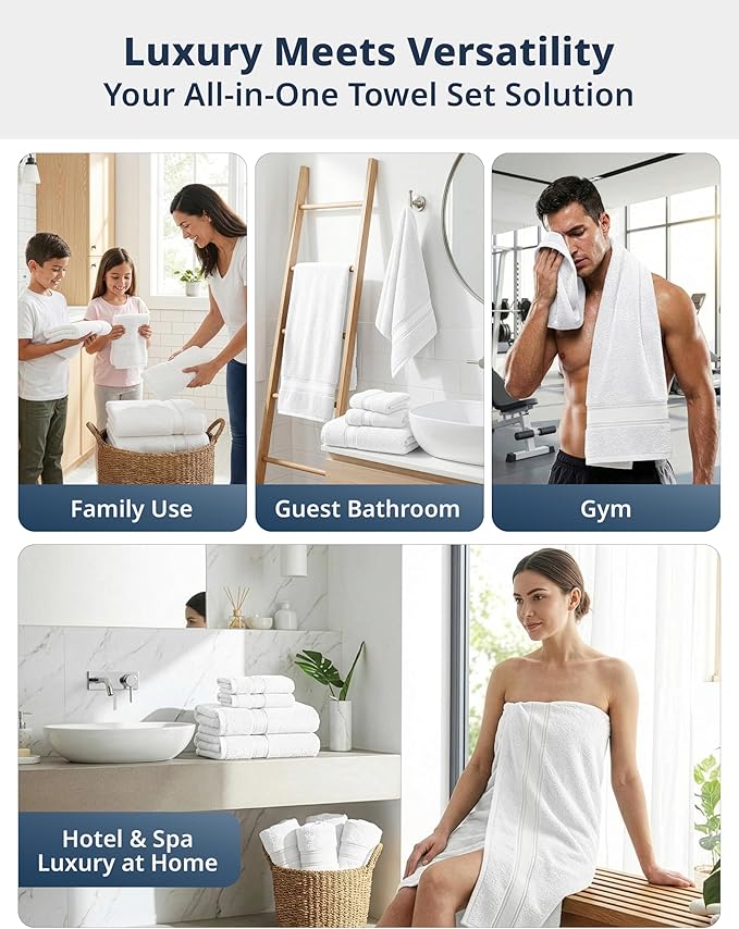 LANE LINEN Bath Towels Set of 6 – 100% Cotton, Zero Twist, 2 Large Bath Towel - Image 5