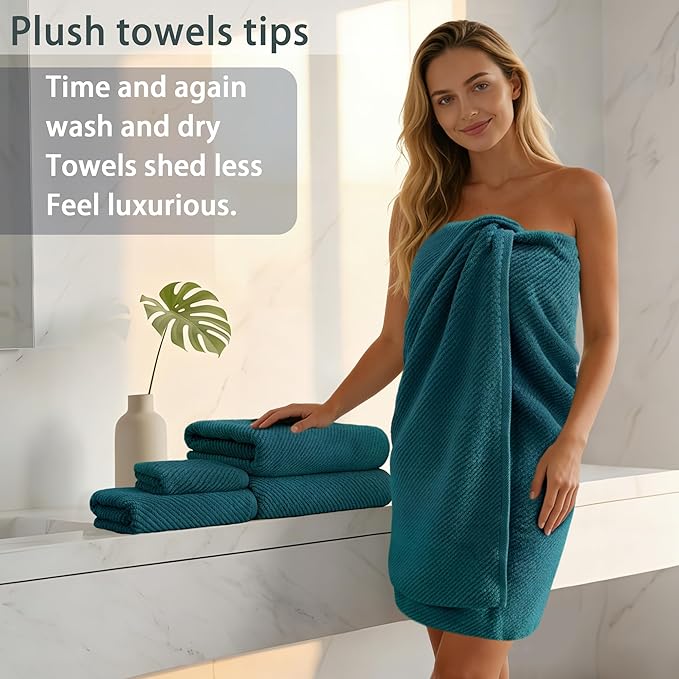 VOOVA & MOVAS Bath Towels Set of 4, Large 30" x 56" - Image 3